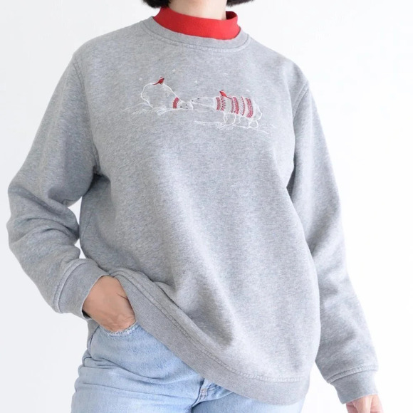 Vintage Grey Polar Bear Winter Mockneck Sweater - Picture 3 of 11